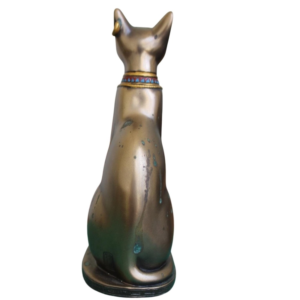 Veronese Egyptian Bastet Cat Goddess Statue Bronze Finish Scarab Amulet 5.5 Inch - Picture 10 of 11